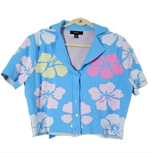 Forever 21 Plus Size Tropical Cardigan Sweater 2XL Pink